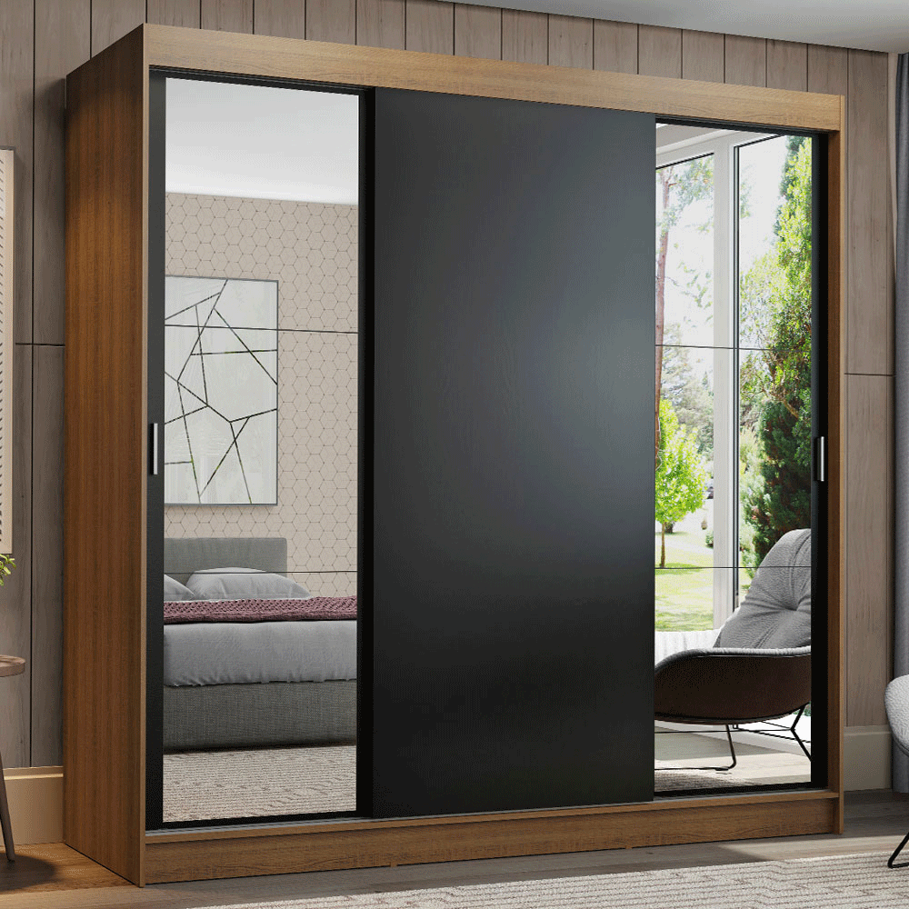 Placard Madesa Reno 3 Puertas Corredizas 2 Espejos 4 Cajones 10957K2E