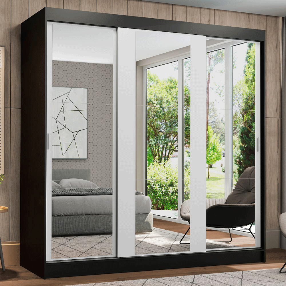 Placard Madesa Reno 3 Puertas Corredizas 3 Espejos 4 Cajones 1095773E