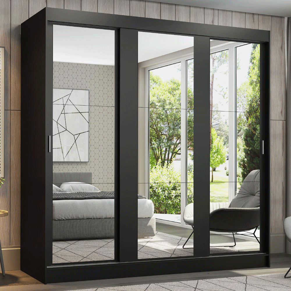 Placard Madesa Reno 3 Puertas Corredizas 3 Espejos 4 Cajones 10958N3E
