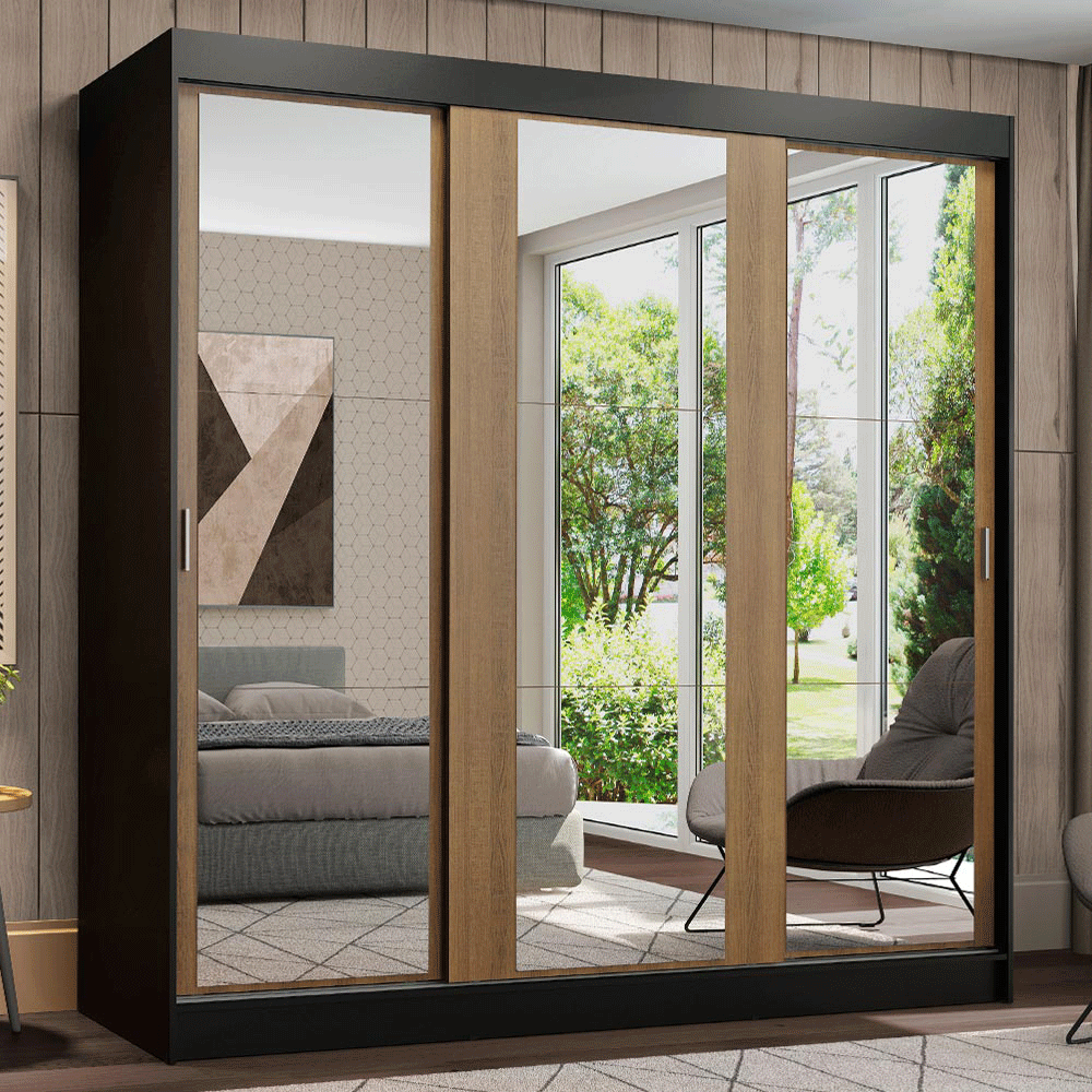 Placard Madesa Reno 3 Puertas Corredizas 3 Espejos 4 Cajones 1095D83E