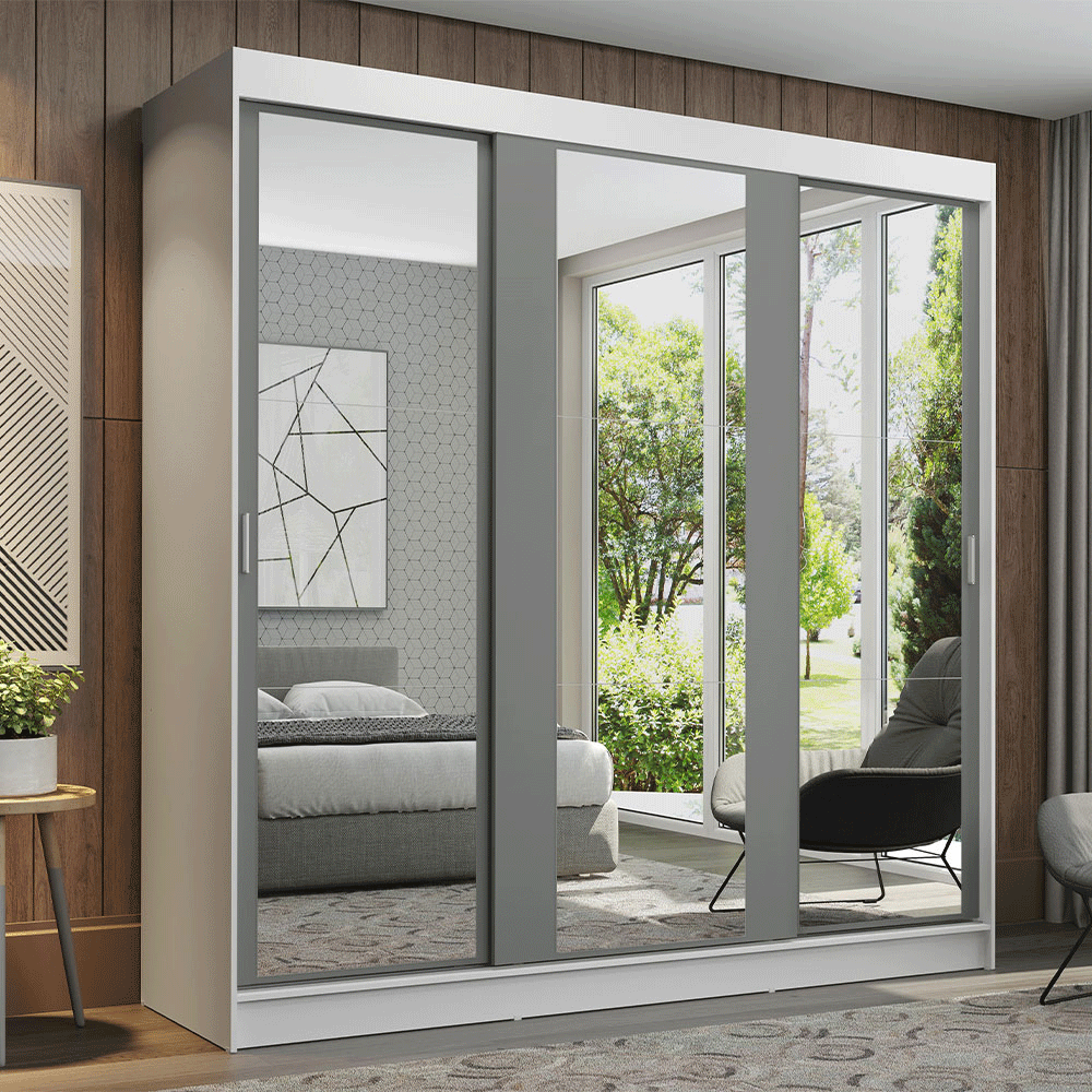 Placard Madesa Reno Puertas Corredizas 3 Espejos 4 Cajones 1095F83E