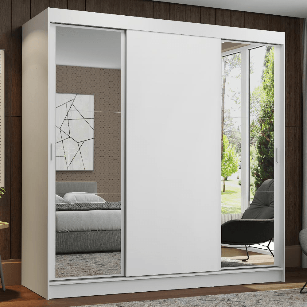 Placard Madesa Reno 3 Puertas Corredizas 2 Espejos 4 Cajones 205x180 1095092E