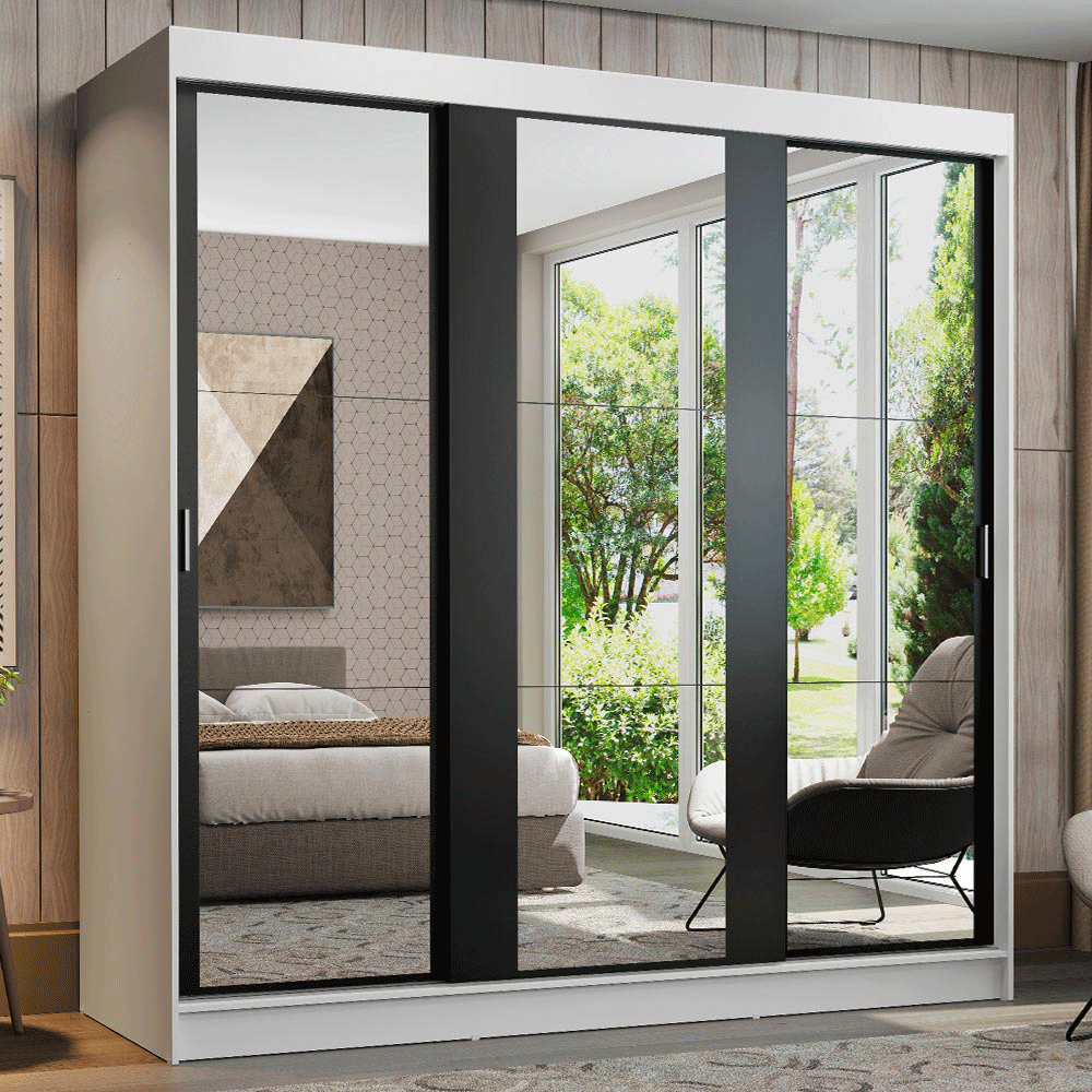 Placard Madesa Reno 3 Puertas Corredizas 3 Espejos 4 Cajones 1095733E