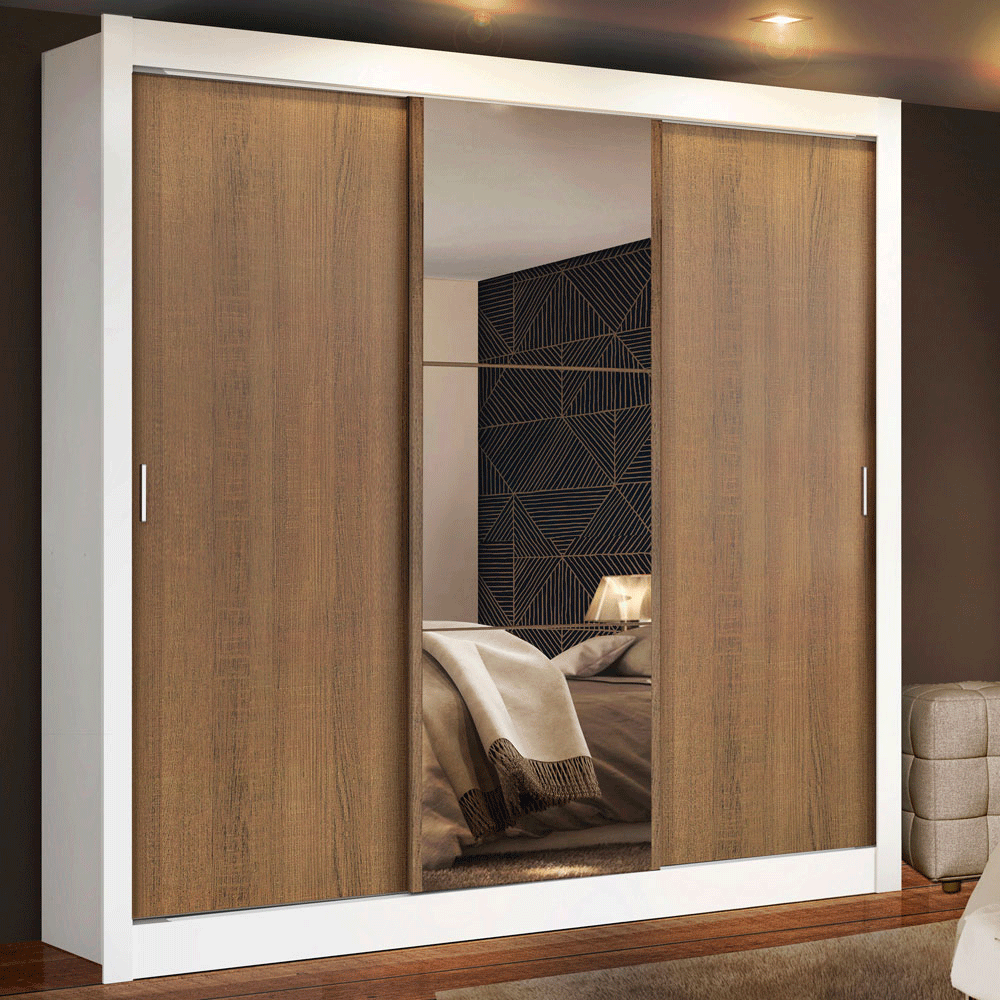 Placard Madesa Monaco 3 Puertas Corredizas 1 Espejo 170x205x51