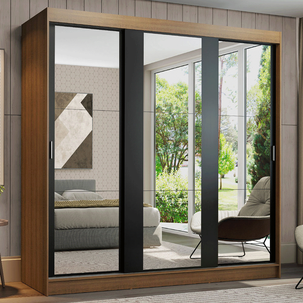 Placard Madesa Reno 3 Puertas 3 Espejos 4 Cajones