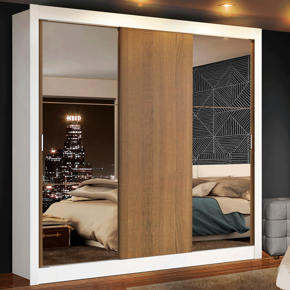 Placard Madesa Monaco 3 Puertas Corredizas 2 Espejos 170x205x51
