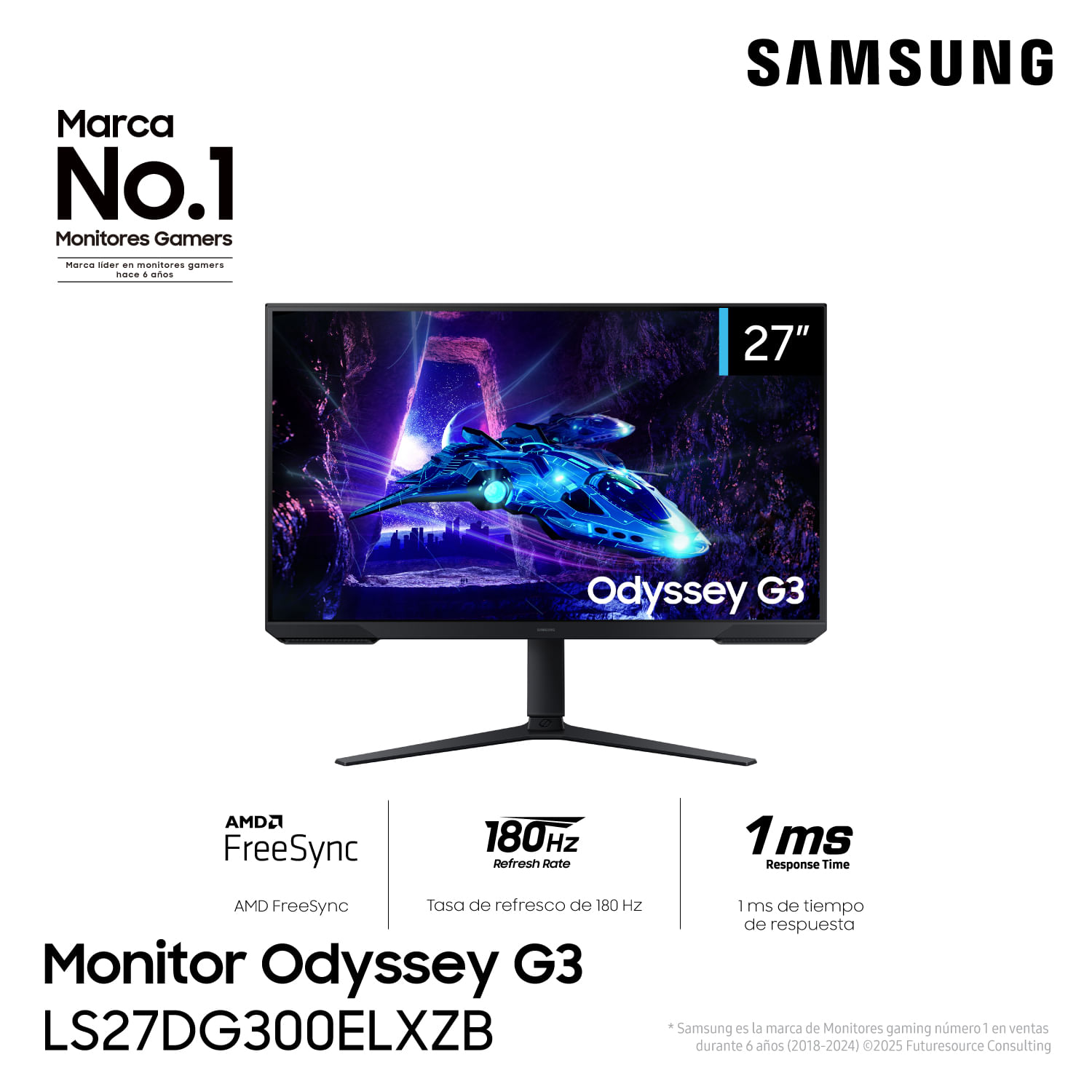 Monitor Gaming Odyssey Samsung G3 27" G30D FHD 180Hz