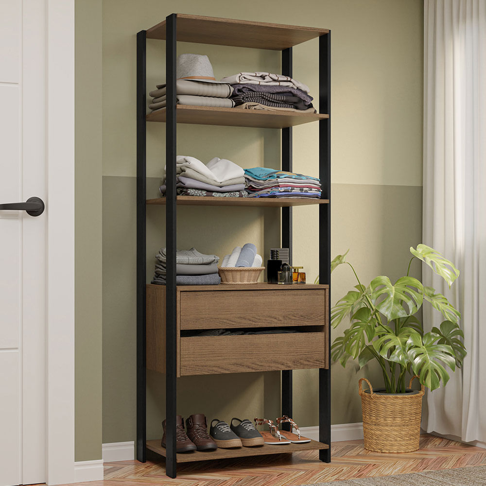 Placard Vestidor Valencia Módulo con 2 Cajones 70 Cm Madesa