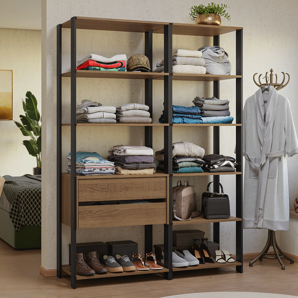 Placard Ropero Modulado Tipo Vestidor Madesa Valencia 129 Cm
