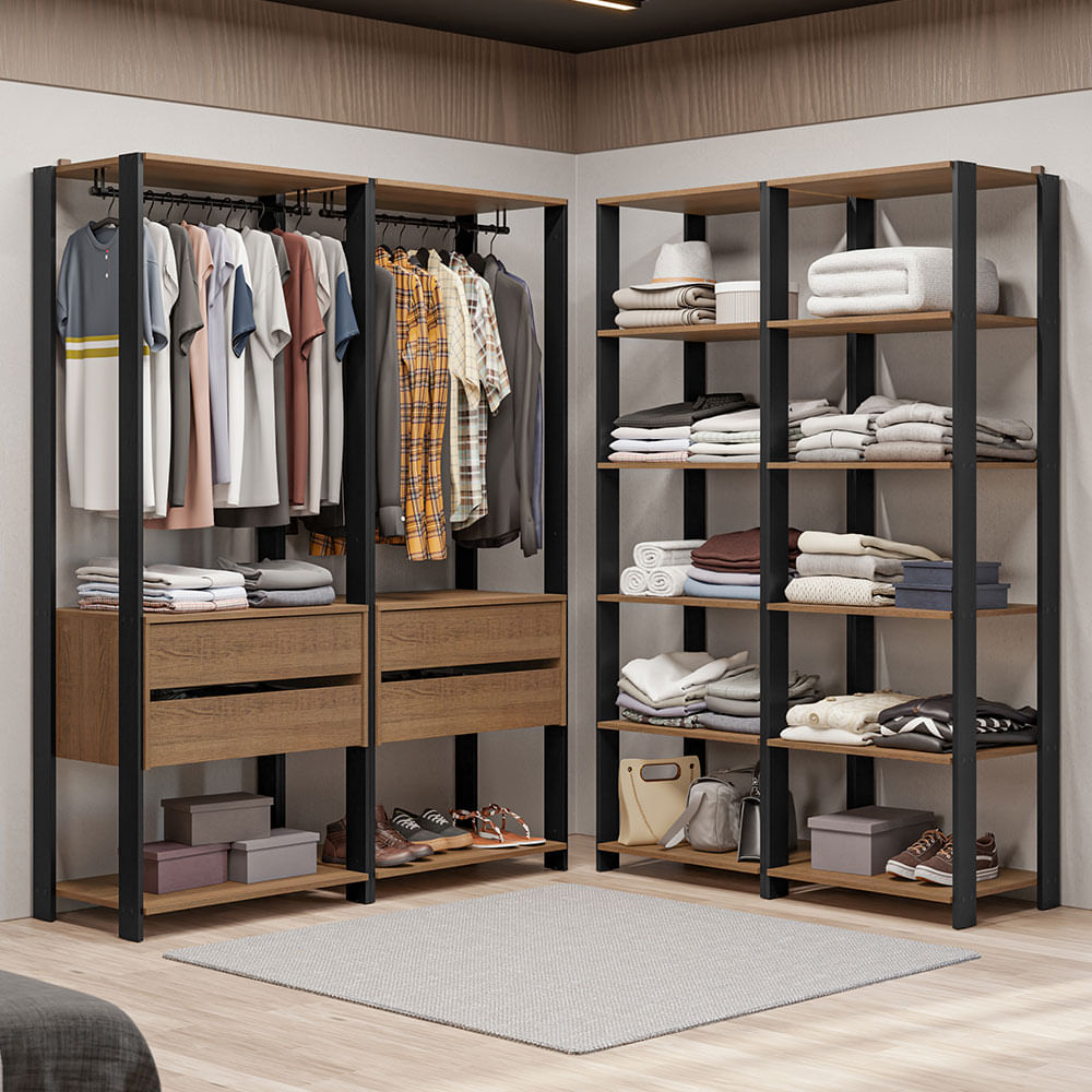 Placard Vestidor Tipo Closet Madesa Valencia Marrón/negro
