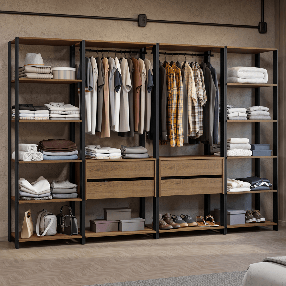 Placard Vestidor Valencia Módulo Abierto 4 Cajones 258 Cm MDDR0400017K