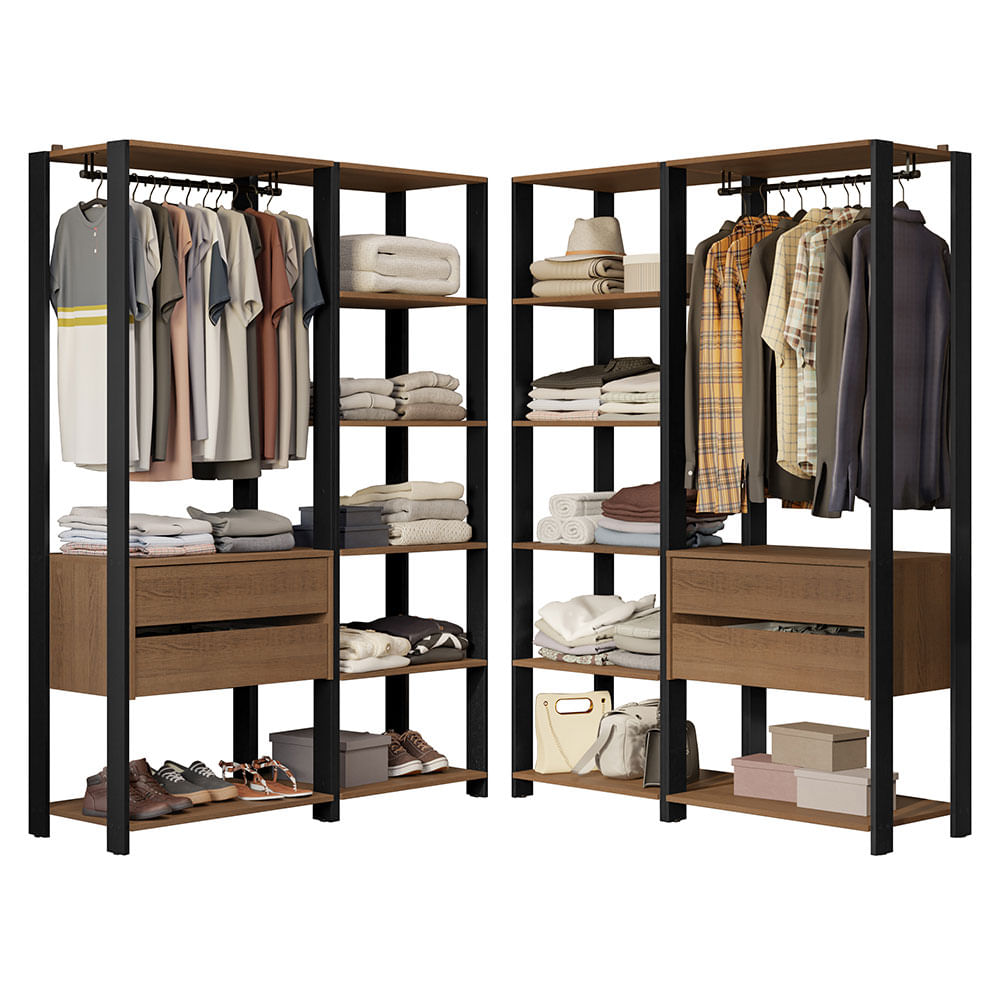 Placard Vestidor Valencia Módulo Abierto 4 Cajones 358 Cm