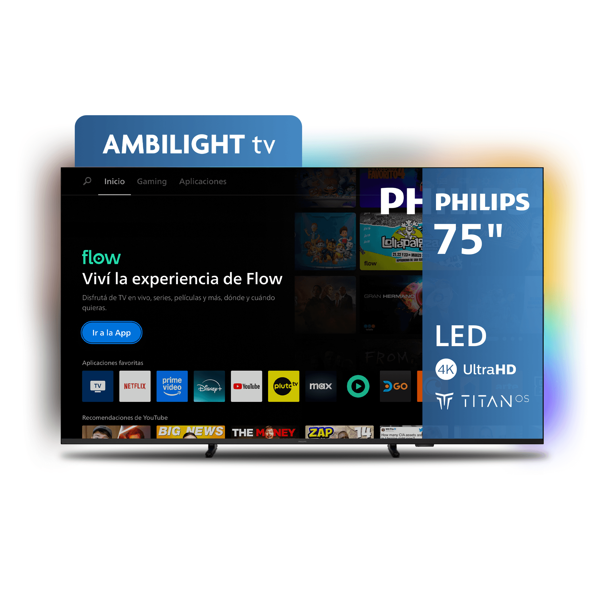 Smart TV LED 4K Philips 75" Titan OS 75PUD8100/77