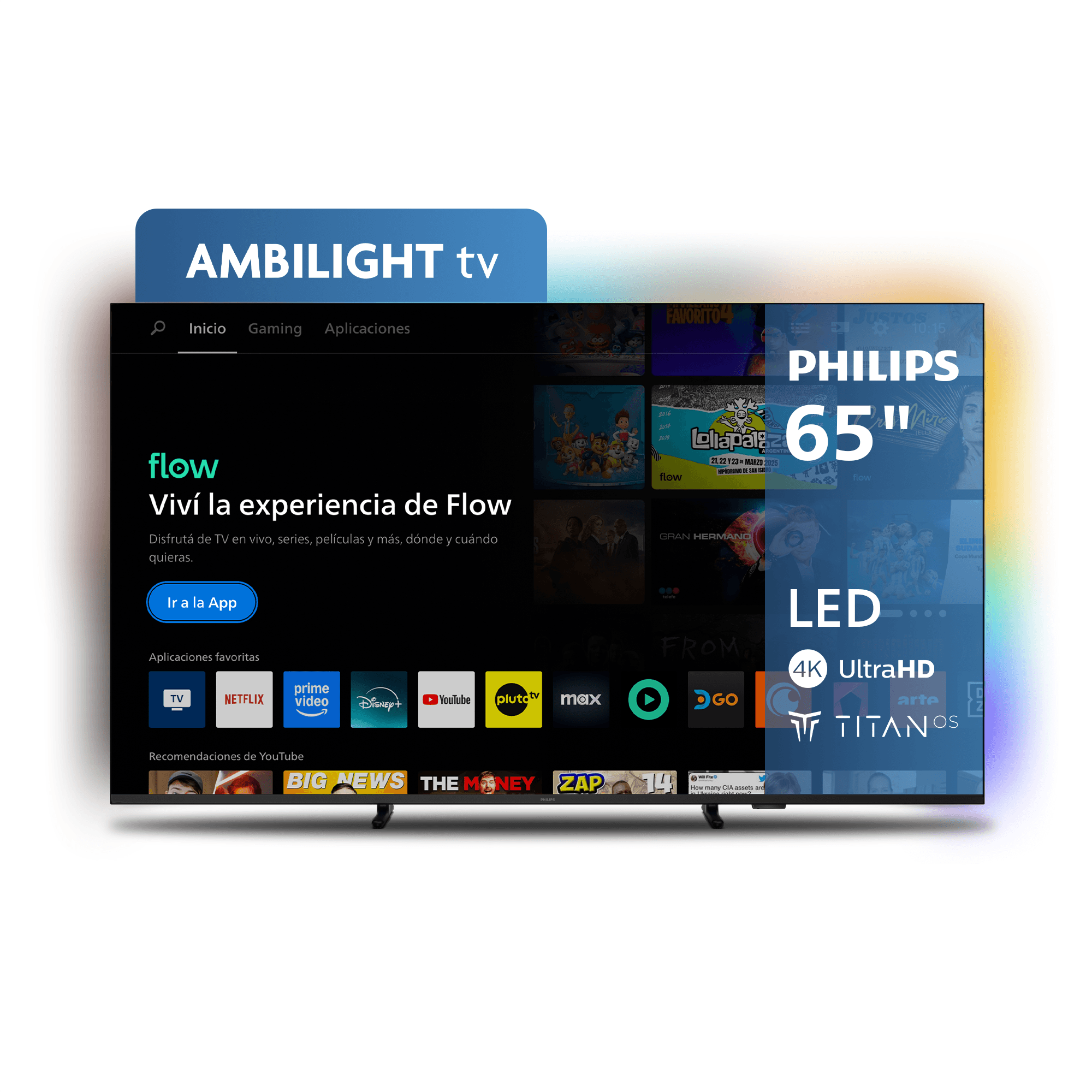 Smart TV 65'' Philips 4k 65PUD8100/77 Titan OS
