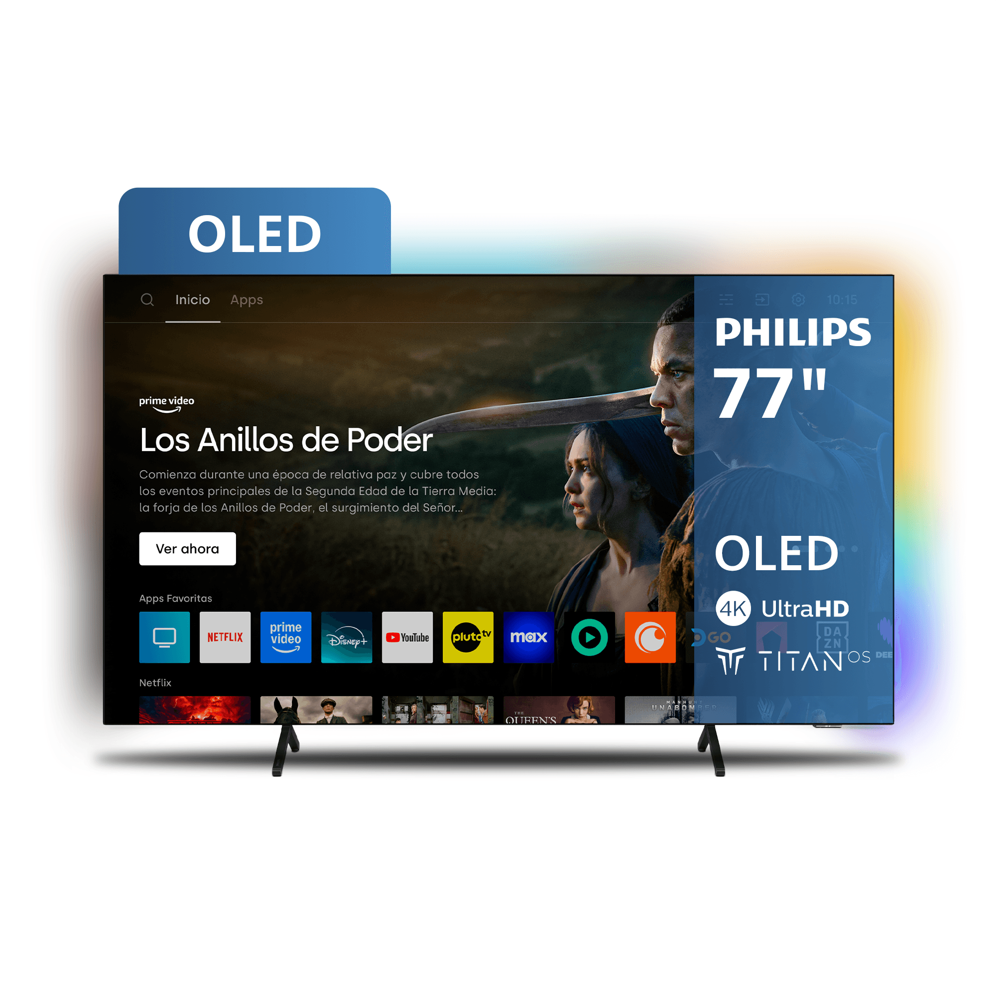 Smart TV OLED 77" Philips TITAN OS 4K con Ambilight