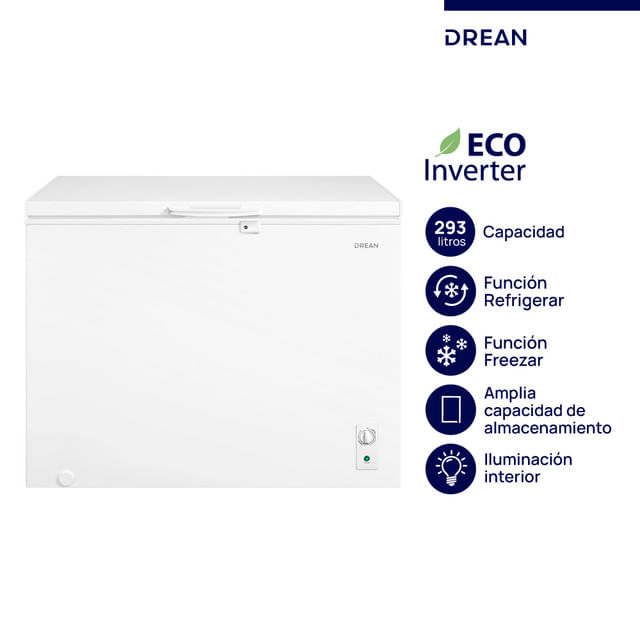 Freezer horizontal Ecoinverter 293 L Blanco Drean FHDR293CB