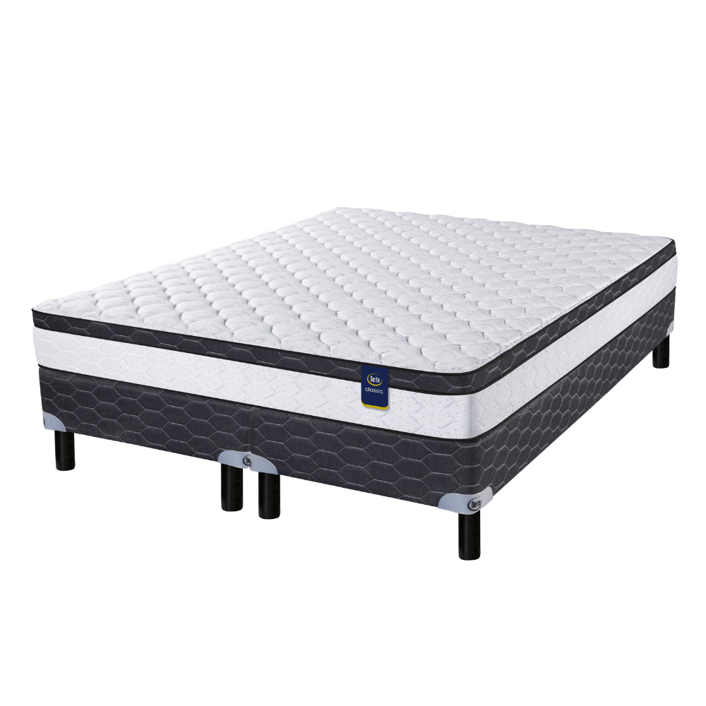 Conjunto Sommier y Colchón de resortes Serta Nixa Europillow King Size 180x200 cm