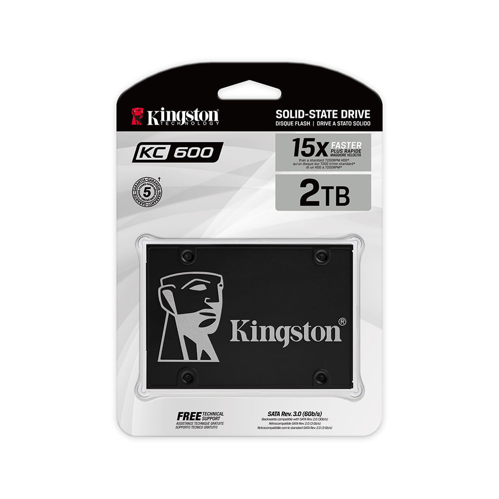 Disco de Estado Solido SSD2TB Kingston KC600 Sata III Negro