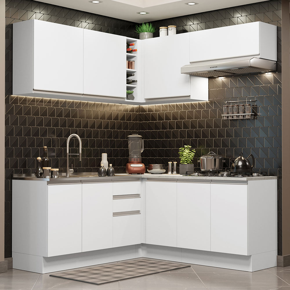 Combo De Cocina De Esquina Madesa Glamy 350cm GCGL34900309