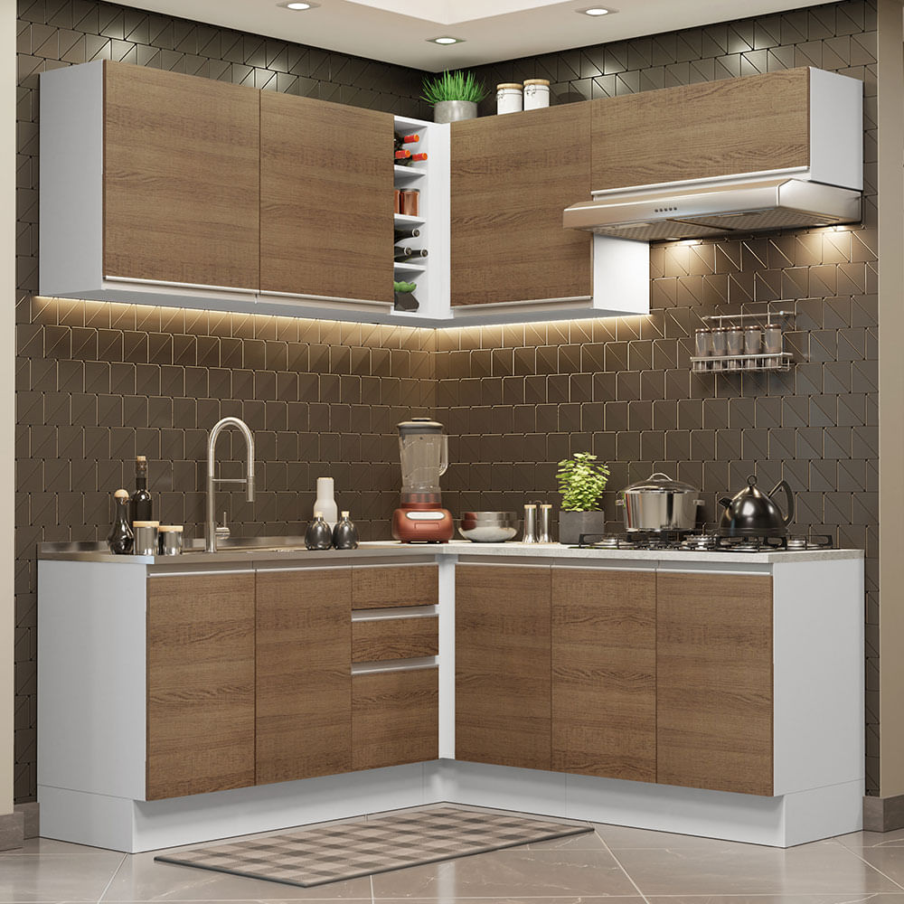 Combo De Cocina De Esquina Madesa Glamy 350cm GCGL3490039B