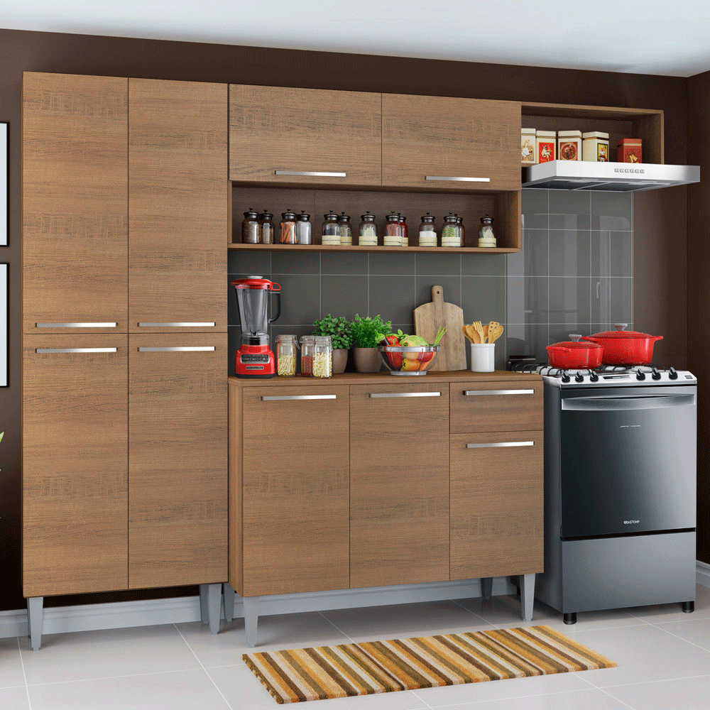 Combo De Cocina Madesa Emilly Bajo Mesada con mesada + Alacena + Despensero