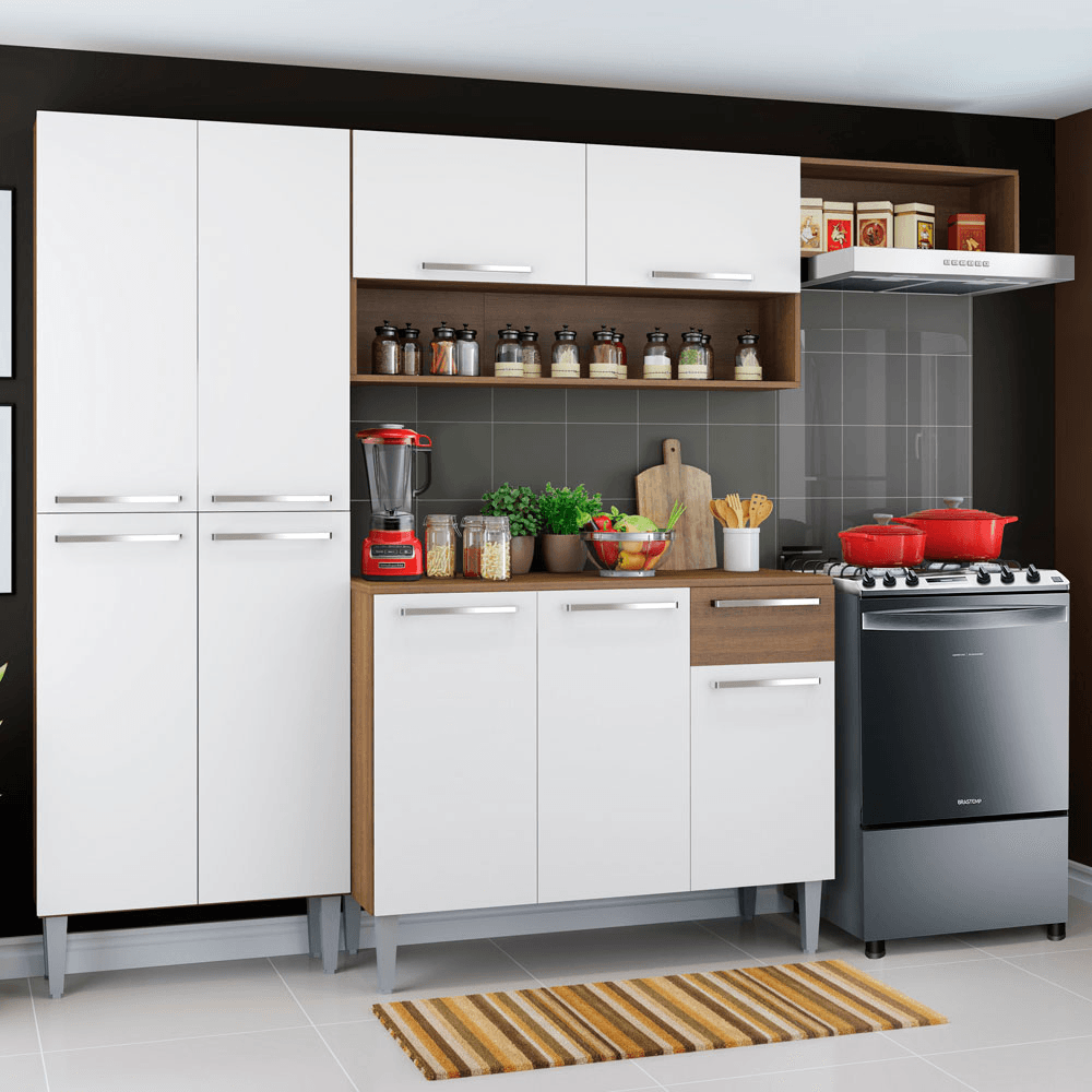 Combo de Cocina Madesa Emilly Bajo Mesada, Alacena Y Despensero