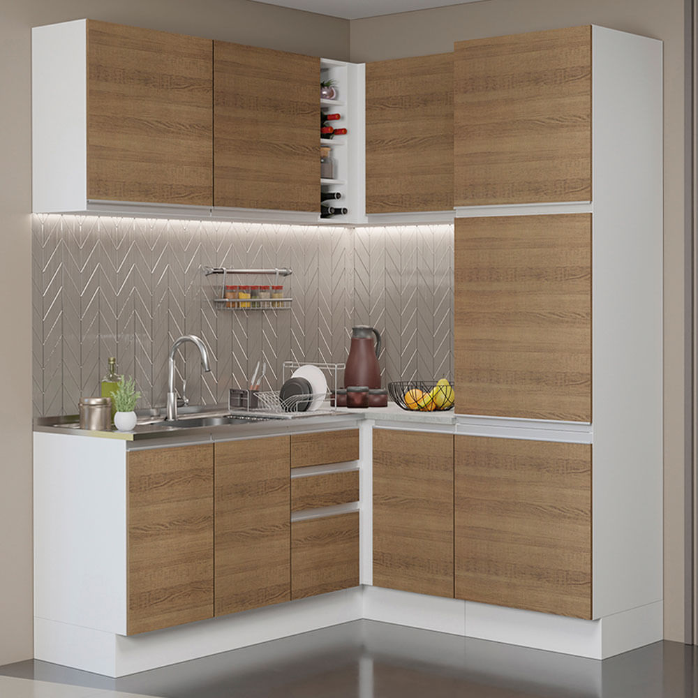 Combo Cocina Esquina Bajo Mesada + Alacena + Cava + Despensero GCGL3290019B