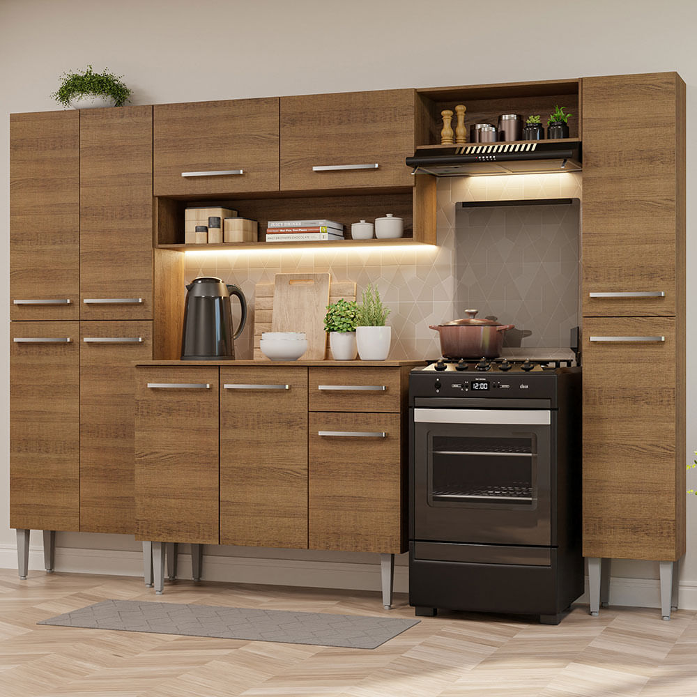 Combo Cocina Madesa Emilly Bajo Mesada+alacena+despensero G200575Z