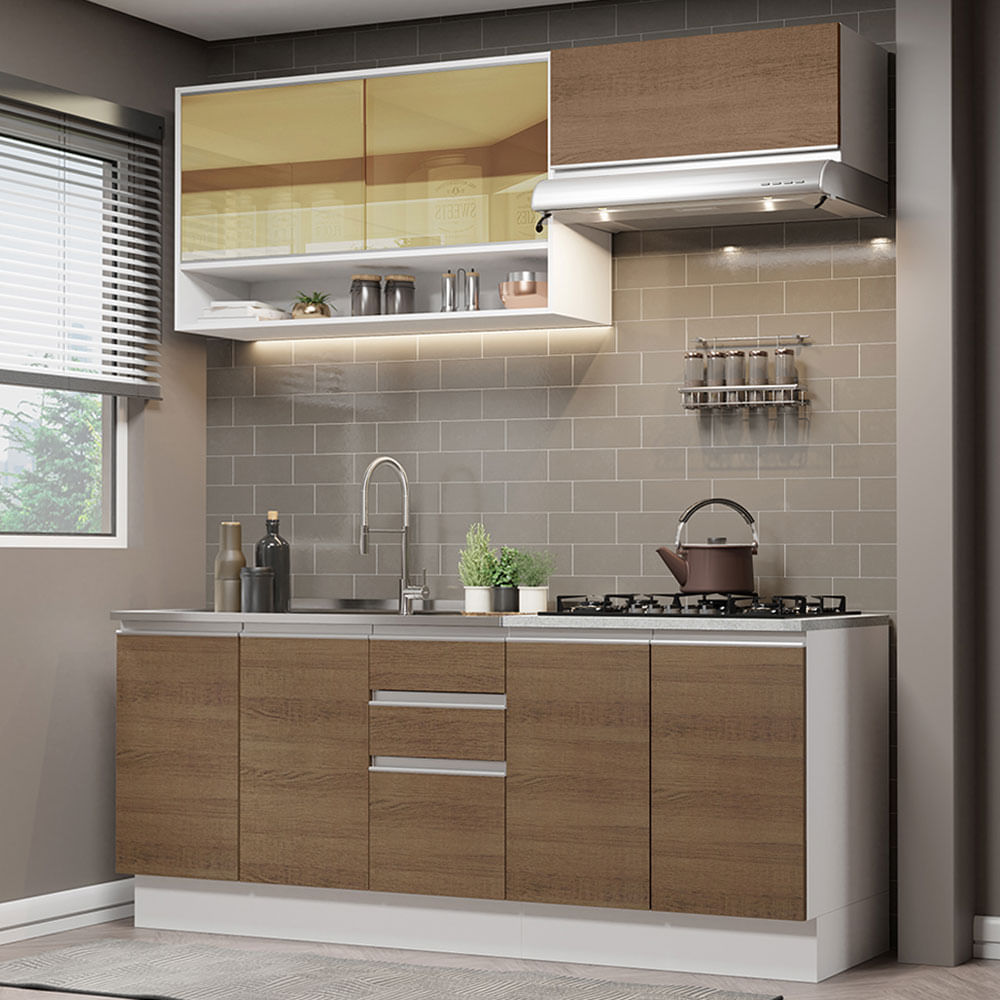 Combo De Cocina Madesa Glamy 200cm Con Bacha GRGL2000049B