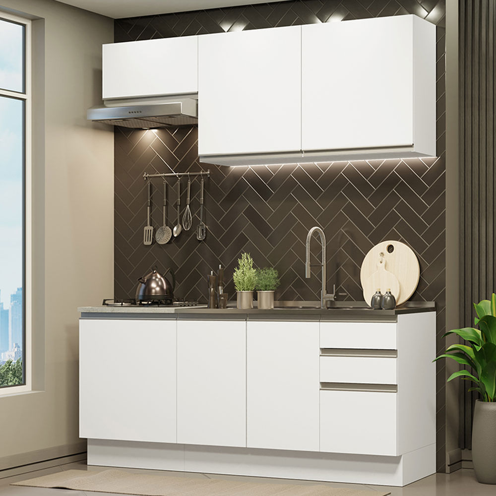 Combo de Cocina Alacena + Bajo Mesada Madesa Glamy 07 -180 Cm