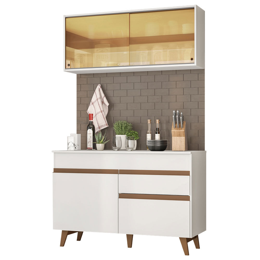 Combo De Cocina Alacena+ Bajo Mesada Con Mesada Madesa 120cm GRRM12000109