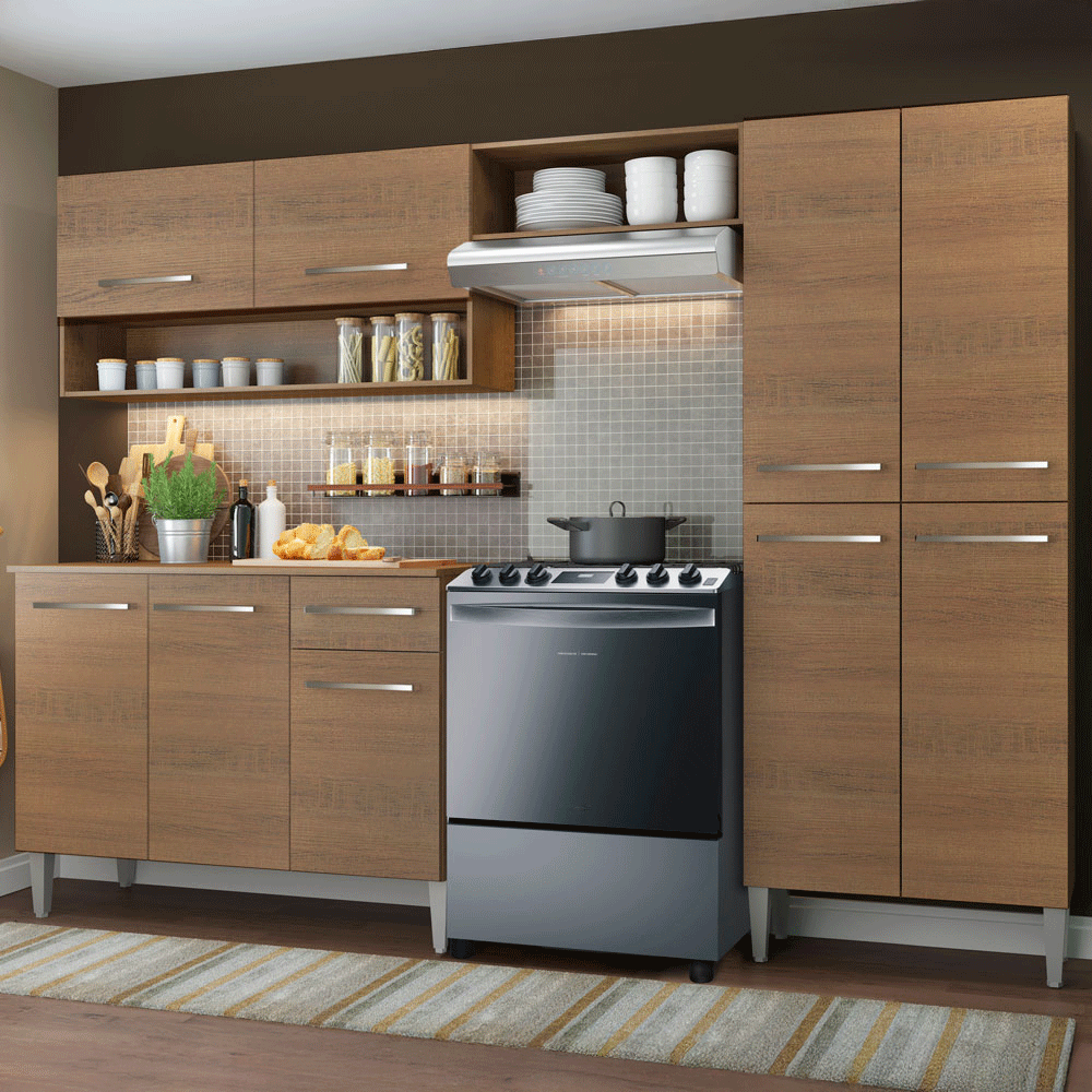 Mueble De Cocina Madesa Emilly Con Bajo Mesada, Alacena Y Despensero GREM2290025Z