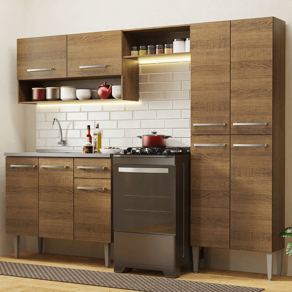 Mueble De Cocina Madesa Emilly Con Bajo Mesada, Alacena Y Despensero GREM2290105Z