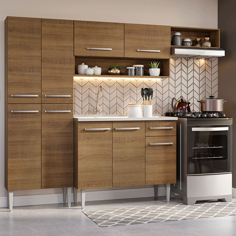 Mueble De CocinaMadesa Emilly Con Bajo Mesada, Alacena Y Despensero GREM2290125Z