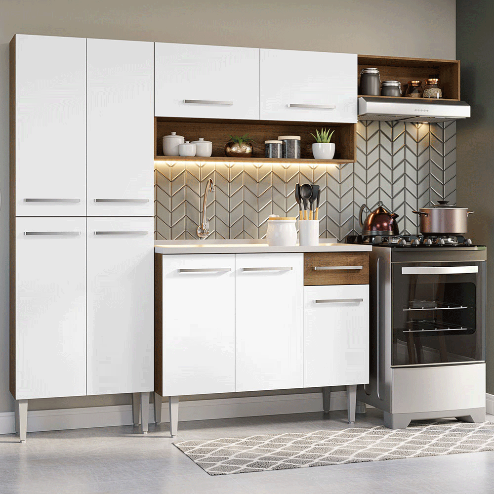 Mueble De Cocina Madesa Emilly Con Bajo Mesada, Alacena Y Despensero GREM2290129B