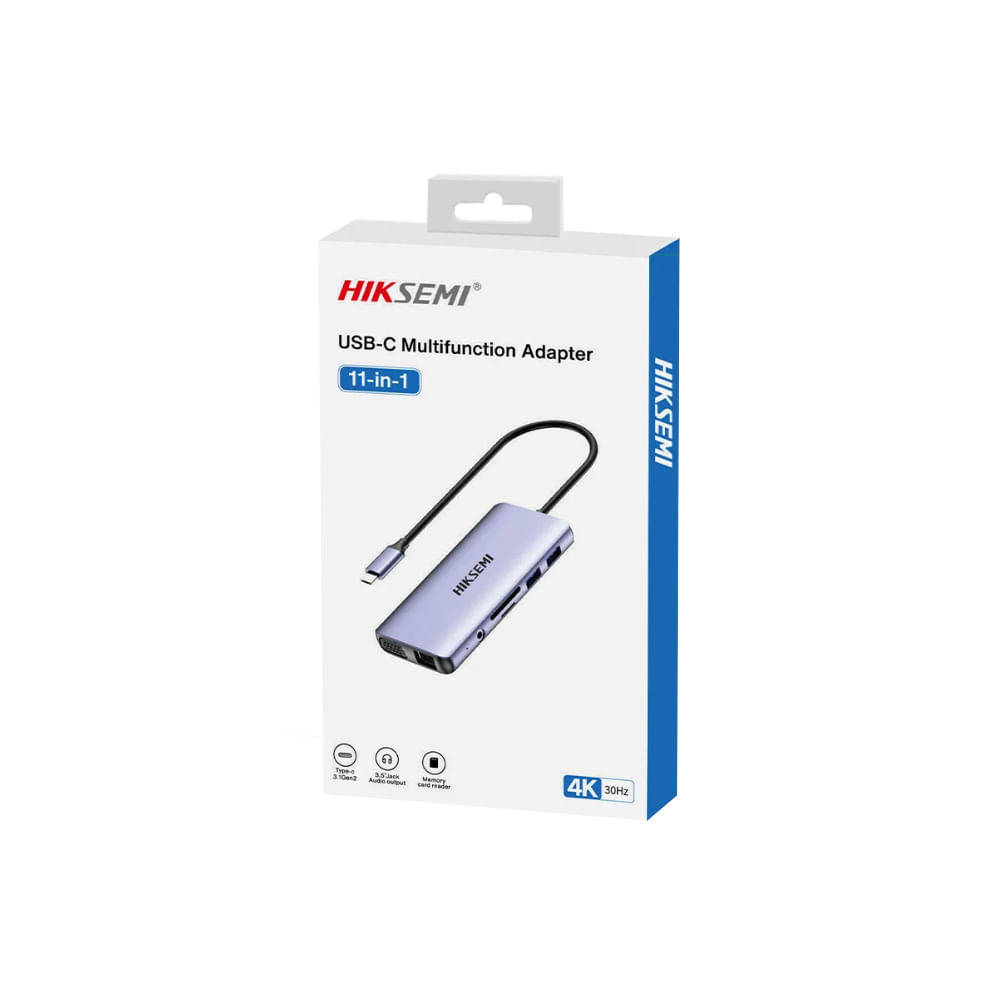 Hub Hiksemi DS11 USB-C a USBx4 HDMIx1 RJ45x1 VGAx1