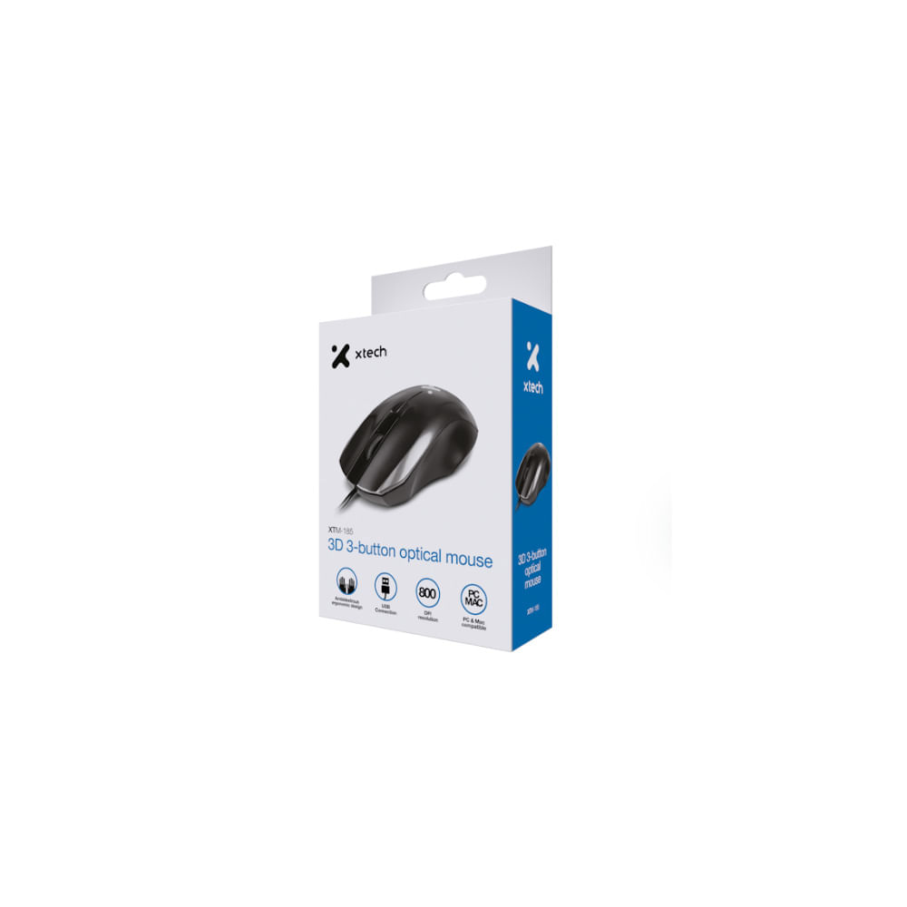 Mouse X-Tech Óptico Con Cable Res 800DPI