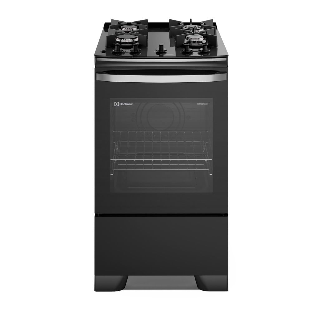 Cocina a Gas Electrolux Efficient 4 Hornallas PerfectCook y FastClean Negra F4EGB