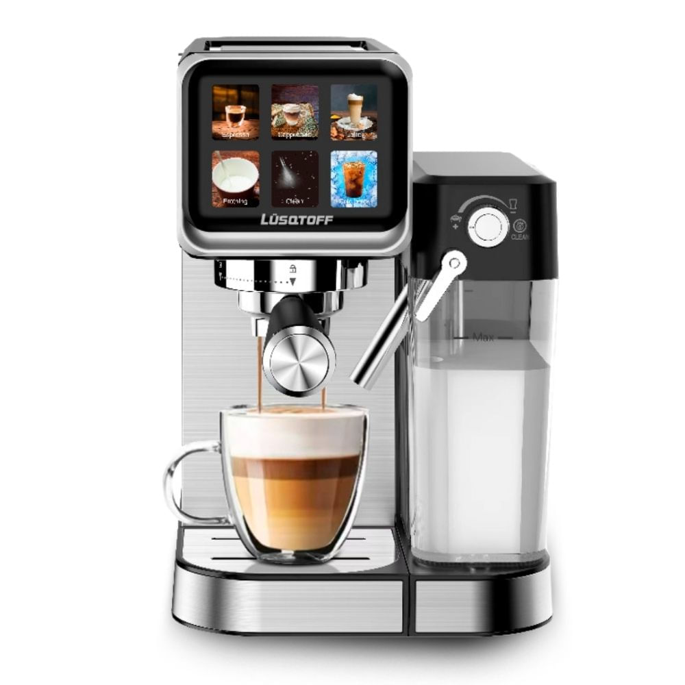Cafetera Espresso Lüsqtoff LQ-EX010 1350 W Inox con Espumador y Adaptador para Cápsulas