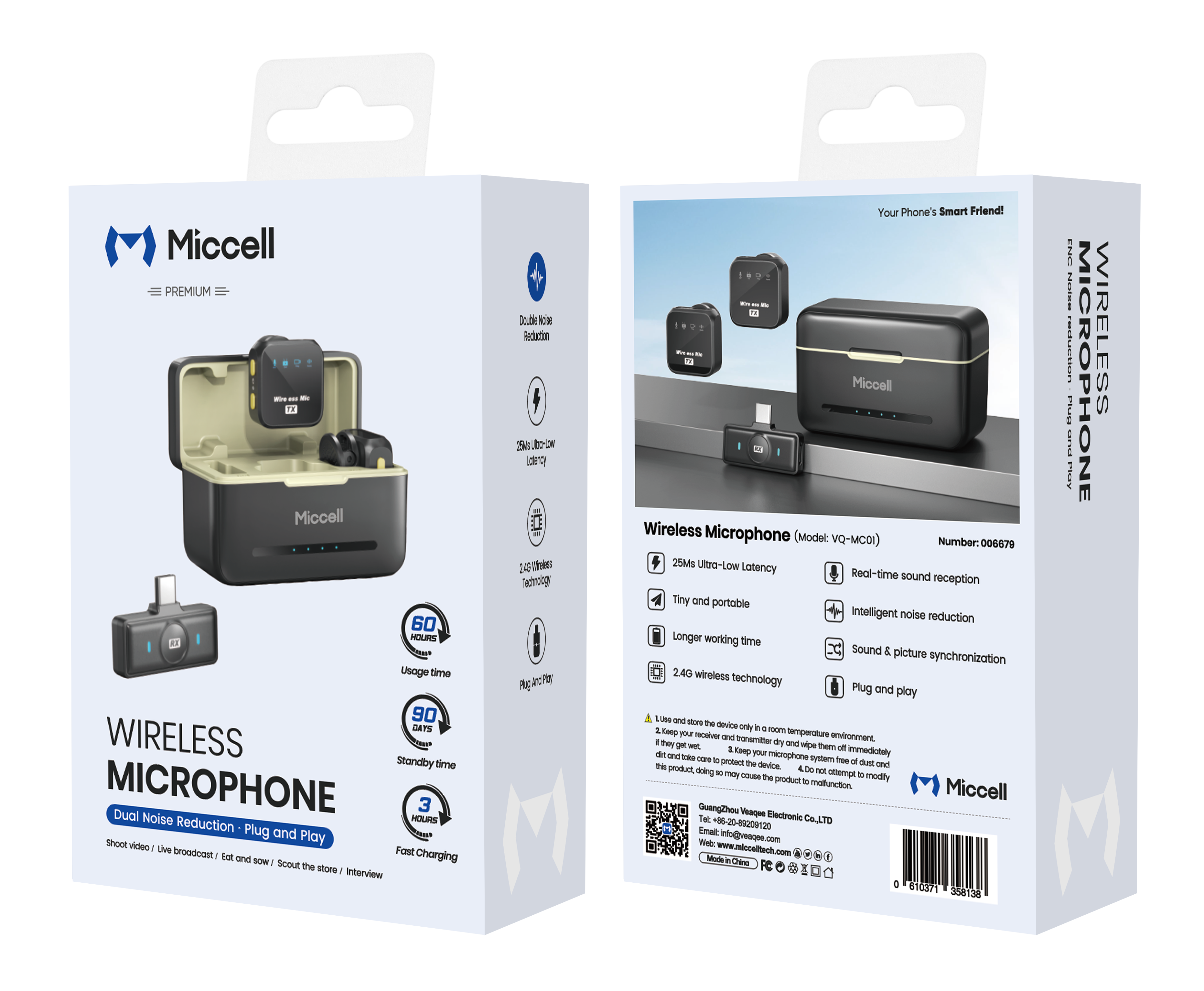 Micrófono Miccell VQ-MC01 KIT 2 Corbater