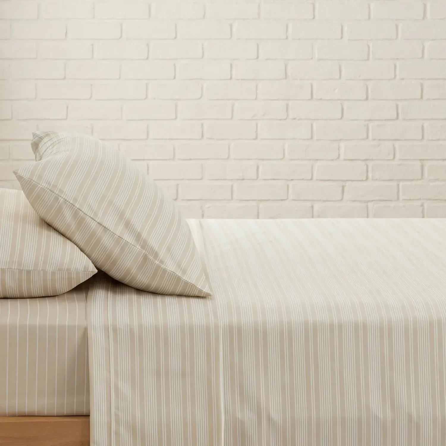 Juego de Sábanas Arredo Líneas Estrechas Queen Beige