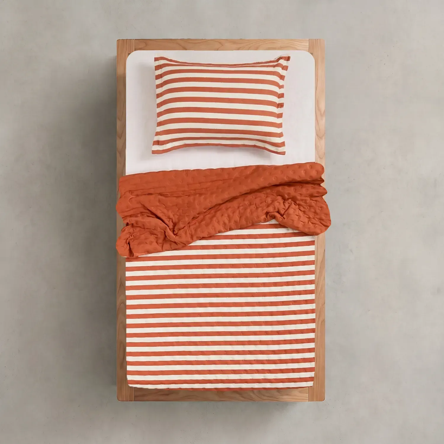 Cubrecama 1 Plaza Reversible Liso con Rayas Back