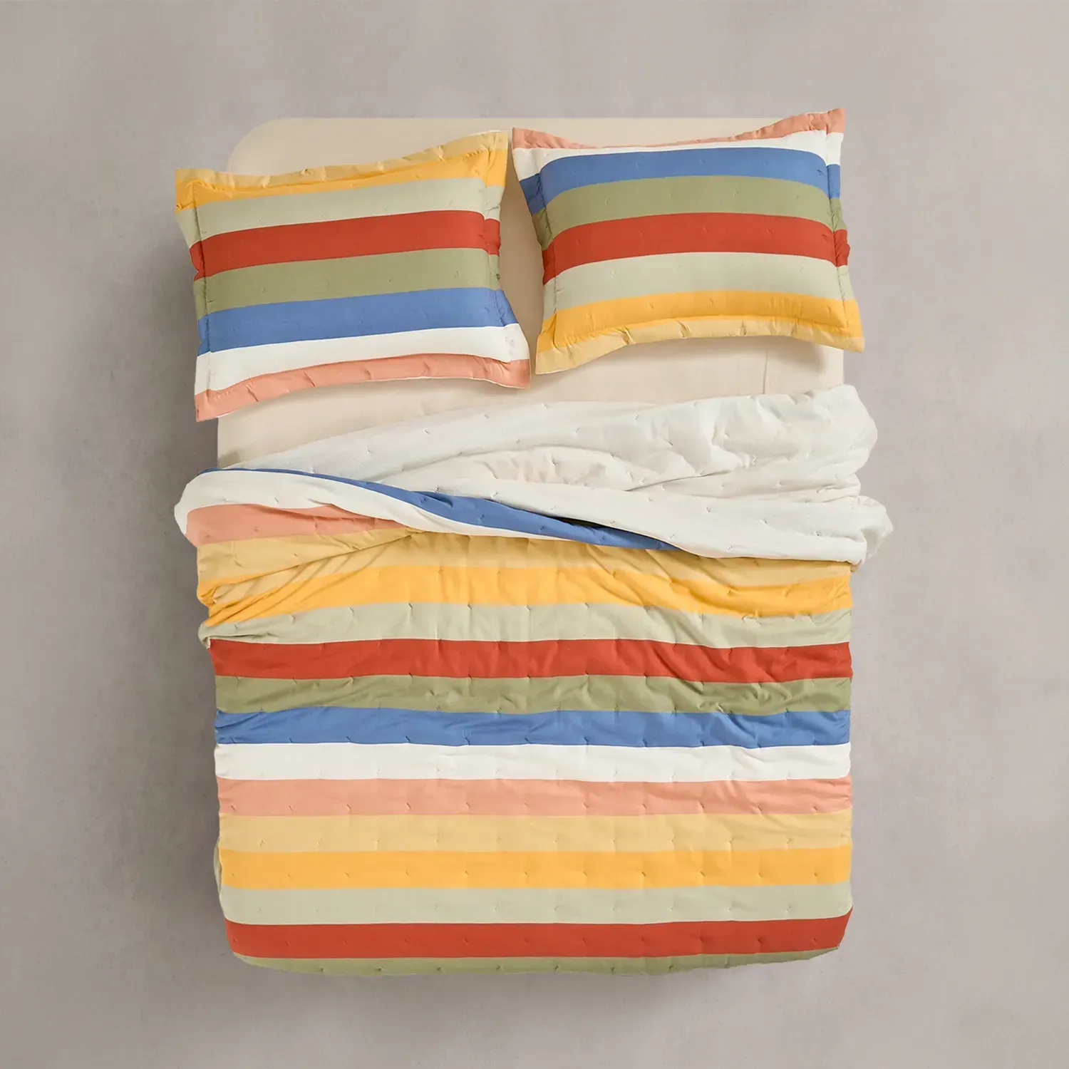 Cubrecama King Reversible Rayas Grandes
