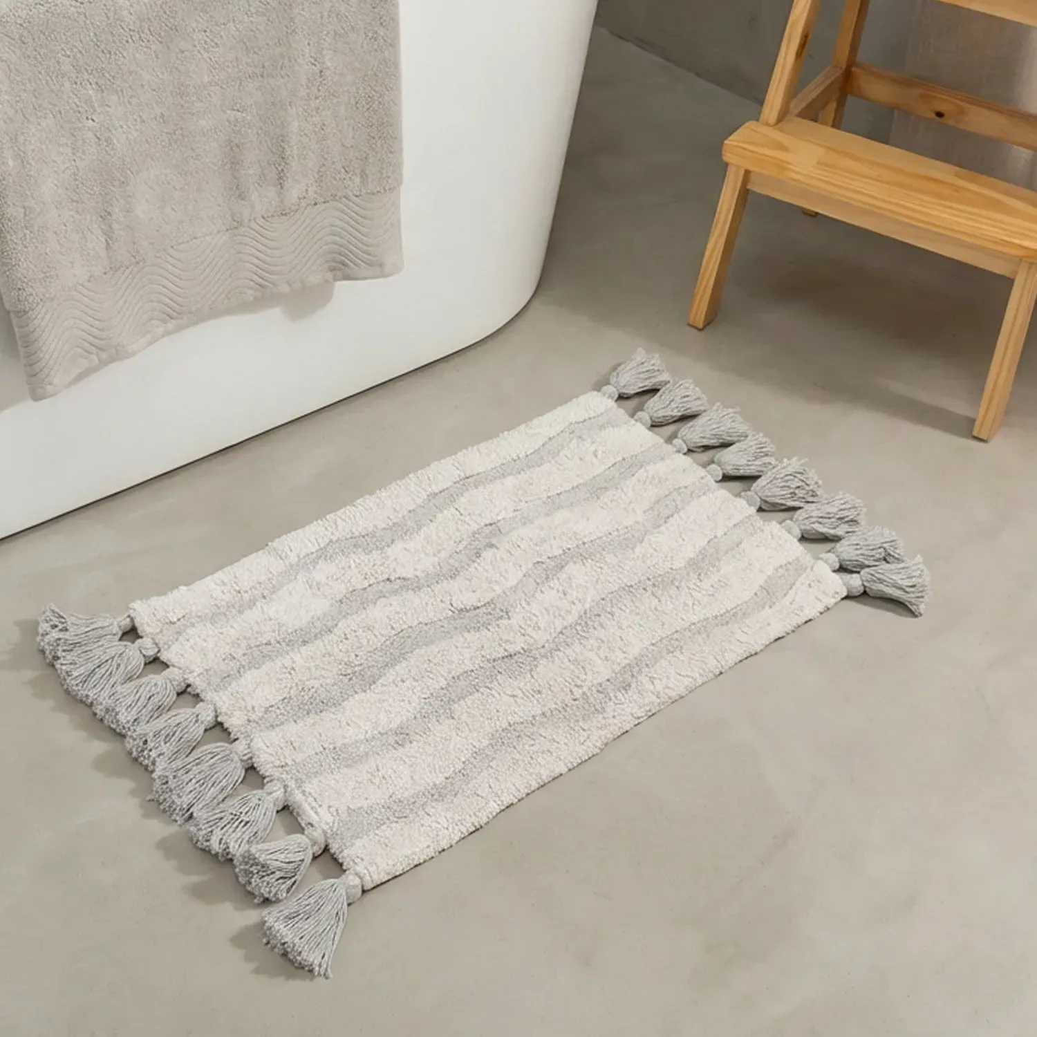 Alfombra de Baño Rayas Tufted con Antideslizante