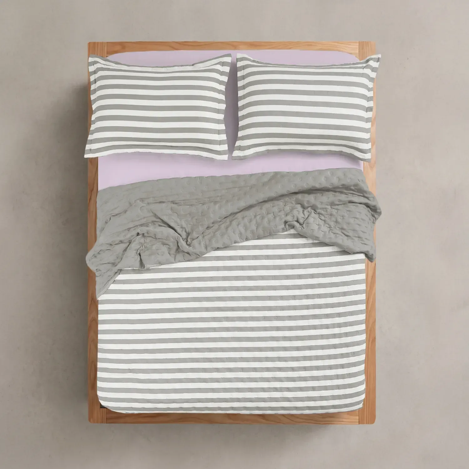 Cubrecama King Reversible Liso con Rayas Back
