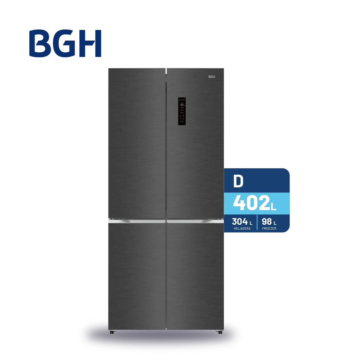Heladera BGH Multidoor No Frost Dual Inverter Dark Inox 402L