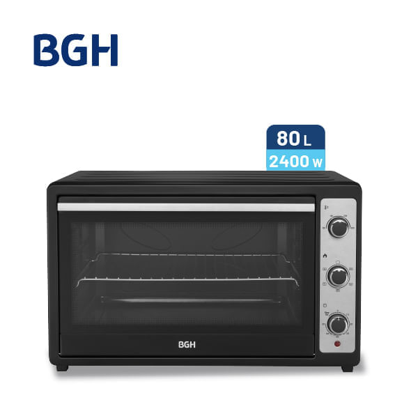 Horno Eléctrico BGH Mecánico Convección Antiadherente Negro 80L