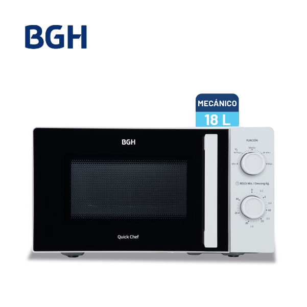 Microondas BGH QuickChef Mecánico Inverter 18 lt Blanco B118MB25