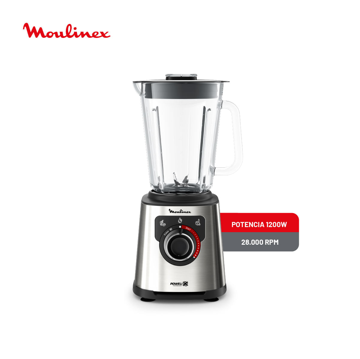 Licuadora Moulinex PerfectMix Plus 1200W 2 L Cristal Gris