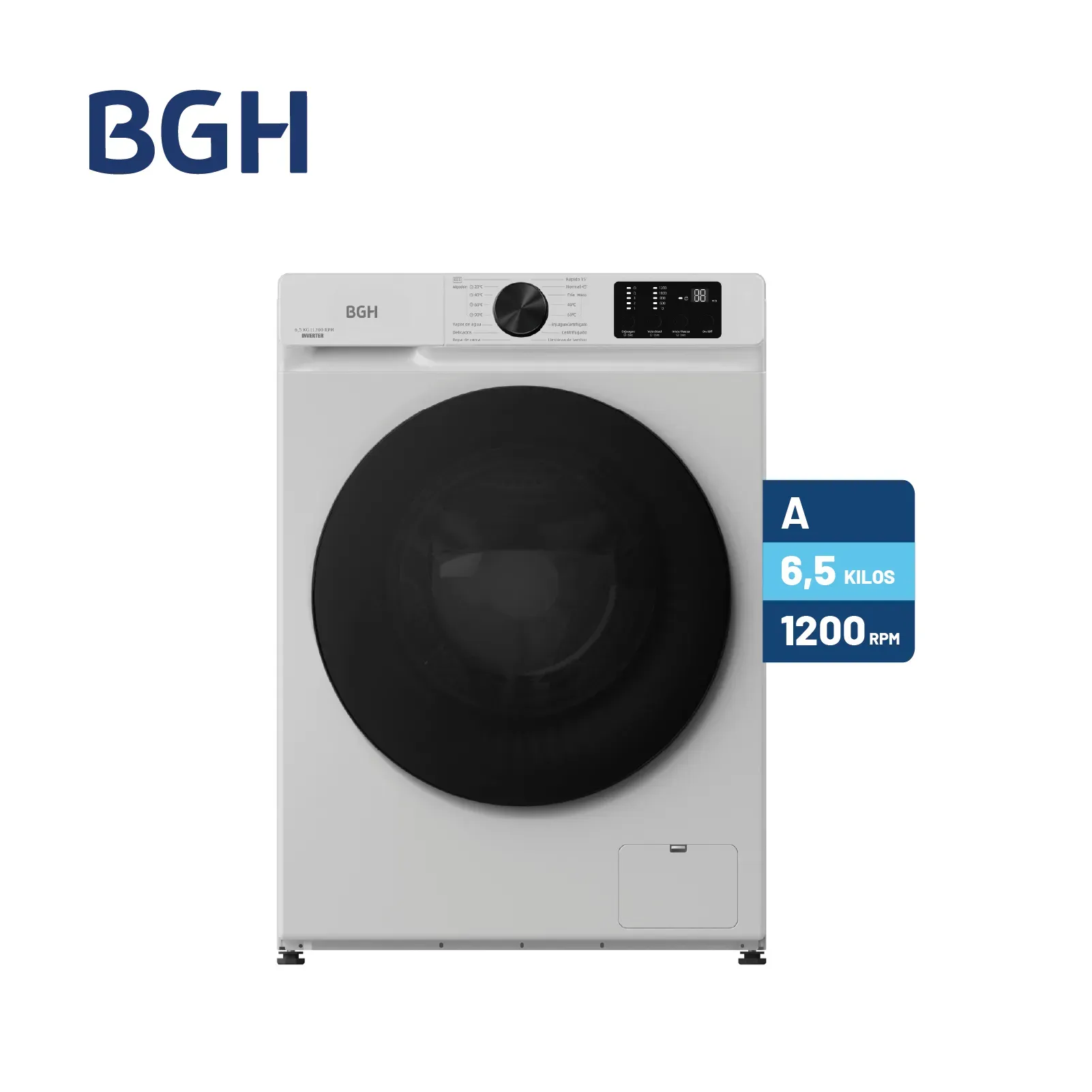 Lavarropas AutomáTico Bgh Inverter 6.5 Kg 1200 Rpm Blanco Bwfl65w26ar